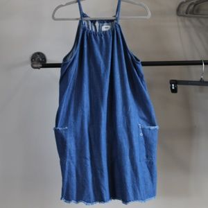 Old Navy size large blue jean sleeveless dress, with pockets